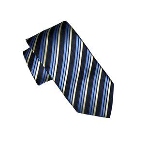 Croft & Barrow Men's Tie Blue Silver Yellow Stripe 61"x 4" Professional Striped